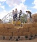 כיפה גאודזית מכוסה בבלות קש וטייח בוץ באקו קמפוס - קיבוץ לוטן