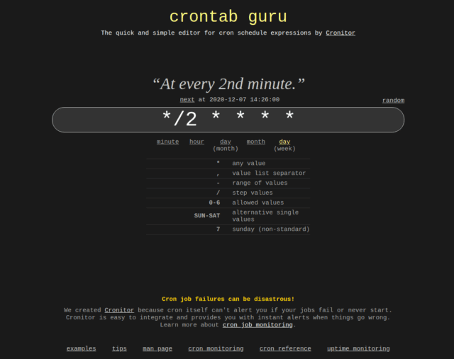 נכנסים לאתר crontab guru ו/או משתמשים במדרכים למטה כדי לקבוע את דפוס החזרה של פקודת הcron